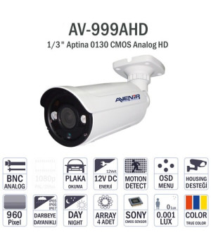 AVENIR AV999AHD Sony Aptina DWDR 50metre OSD Bullet AHD Kamera